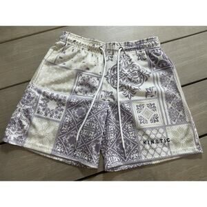 Kinetic Mens Mesh XS Shorts Paisley Patchwork Festival Beach Y2K Retro Graphic